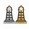 Nautical Lighthouse εταιρικοί διακοσμητικοί φάροι σε χρυσό και ασημί πλεξιγκλάς καθρέφτη, με μαύρο ακρυλικό και χάραξη λογοτύπου στη βάση – So Cute Cut