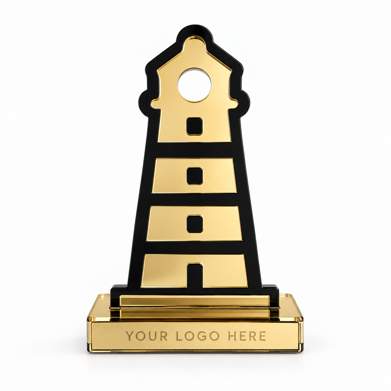 Nautical Lighthouse εταιρικό διακοσμητικό φάρος από χρυσό πλεξιγκλάς καθρέφτη και μαύρο ακρυλικό – So Cute Cut