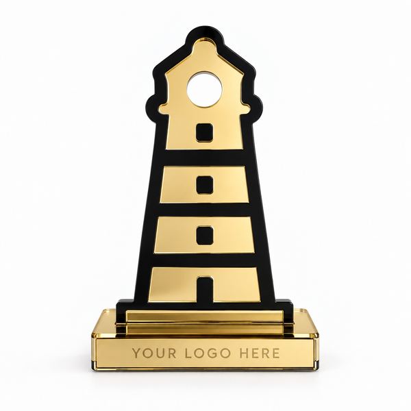 Nautical Lighthouse εταιρικό διακοσμητικό φάρος από χρυσό πλεξιγκλάς καθρέφτη και μαύρο ακρυλικό – So Cute Cut