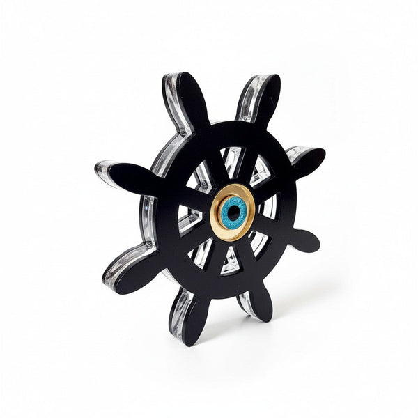 Ναυτικό γούρι τιμόνι από πλεξιγκλάς με μάτι καθρέφτη 11 εκ επιτραπέζιο διακοσμητικό, So Cute Cut