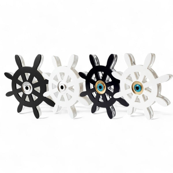 Ναυτικό γούρι τιμόνι από πλεξιγκλάς με μάτι καθρέφτη 11 εκ επιτραπέζιο διακοσμητικό, So Cute Cut