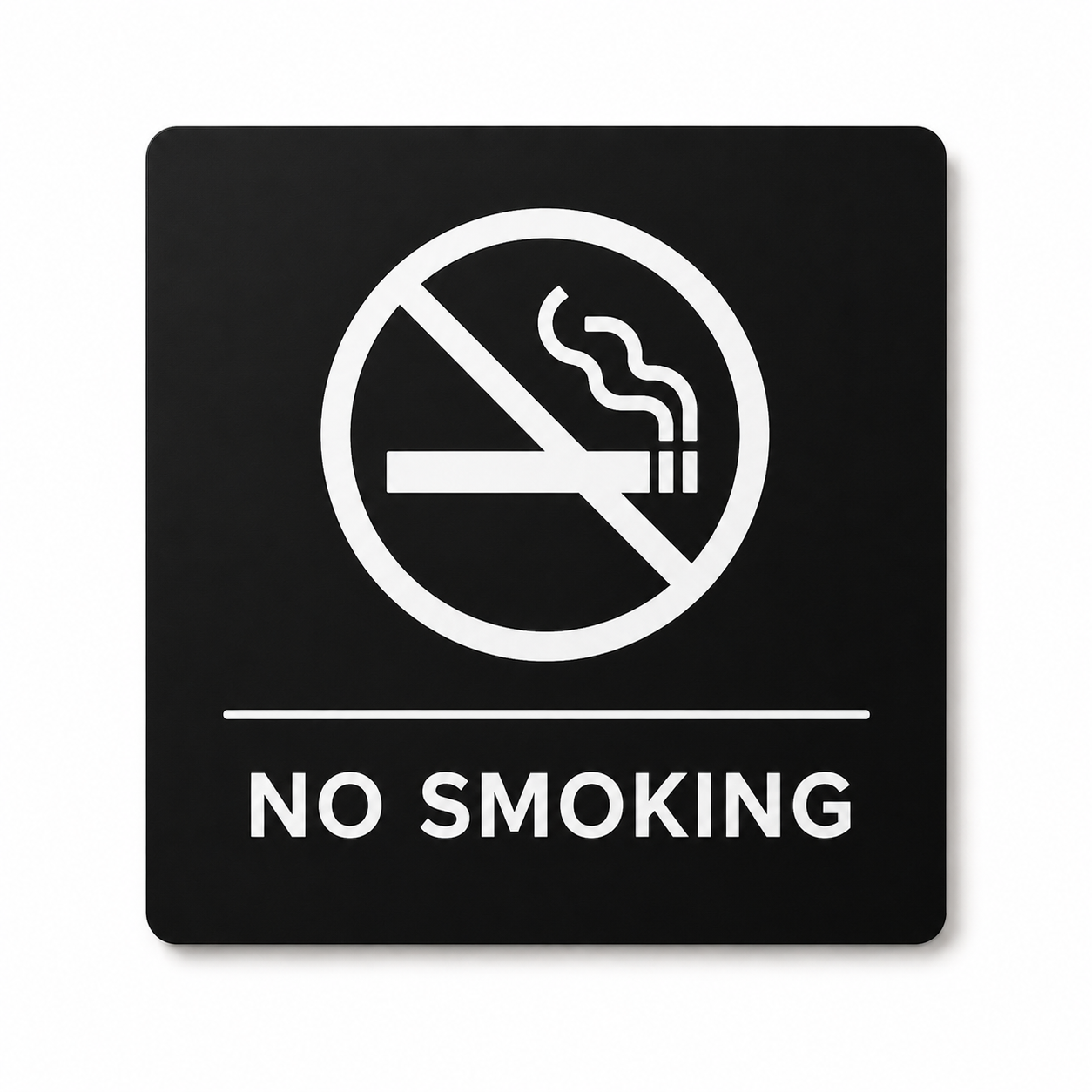 Modern engraved No Smoking business sign made from two-layer acrylic by So Cute Cut
