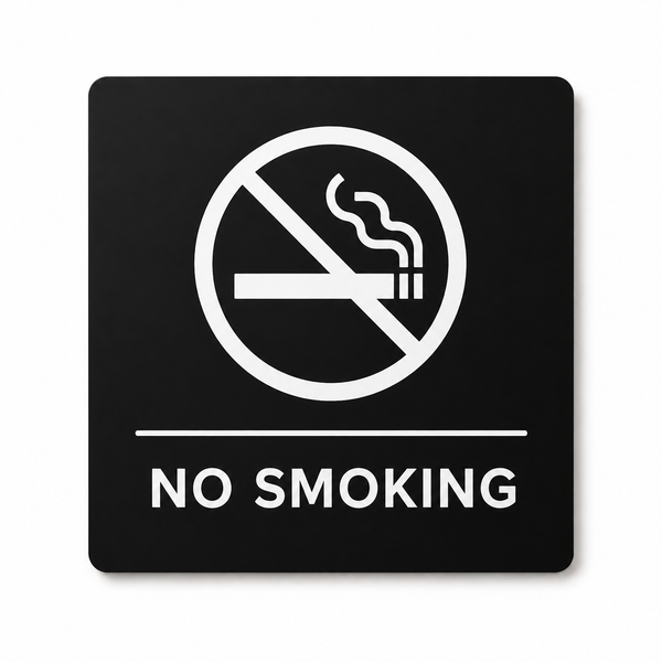 Modern engraved No Smoking business sign made from two-layer acrylic by So Cute Cut