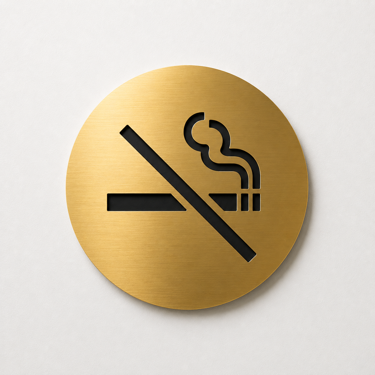 Round engraved No Smoking symbol sign made from two-layer acrylic by So Cute Cut