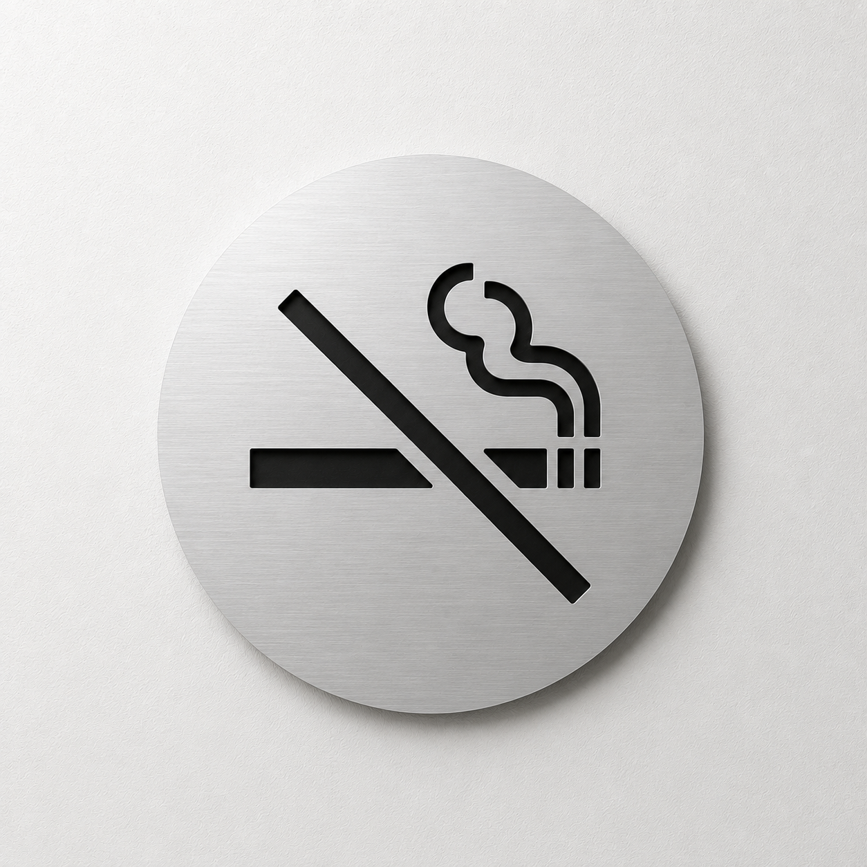 Round engraved No Smoking symbol sign made from two-layer acrylic by So Cute Cut