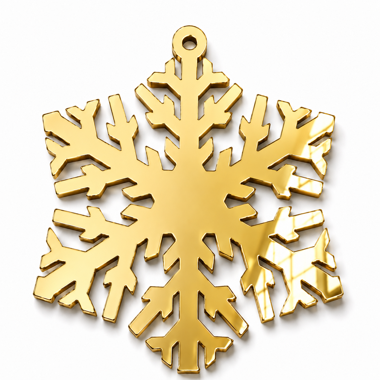 Nordic Crystal laser cut snowflake hanging shape in gold acrylic mirror by So Cute Cut