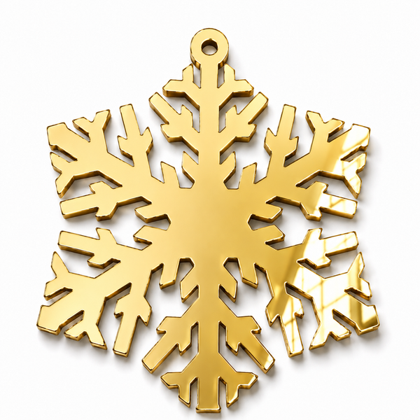 Nordic Crystal laser cut snowflake hanging shape in gold acrylic mirror by So Cute Cut