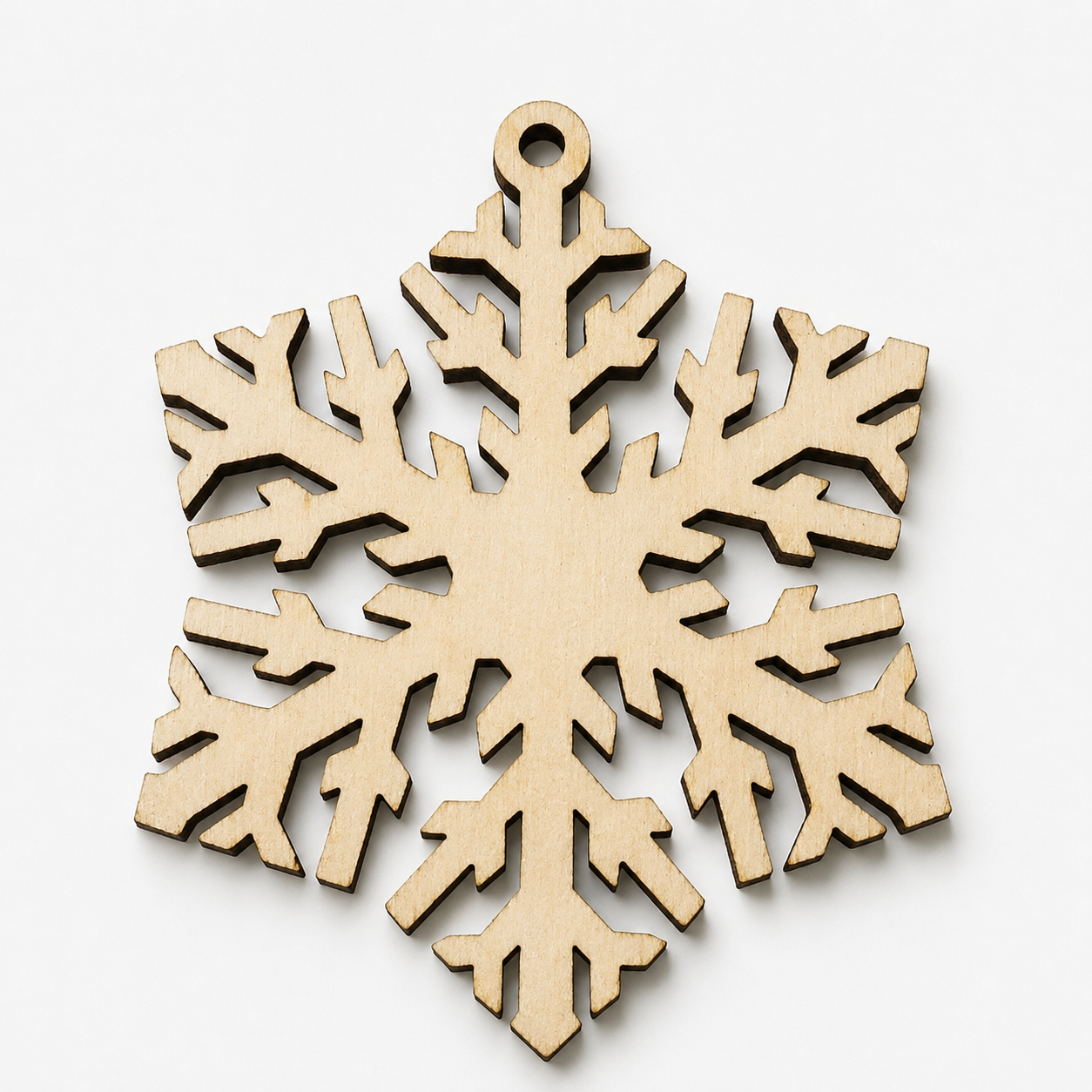 Nordic Crystal laser cut snowflake hanging shape in birch MDF by So Cute Cut