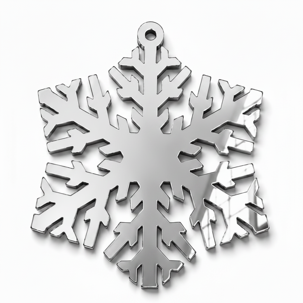Nordic Crystal laser cut snowflake hanging shape in silver acrylic mirror by So Cute Cut