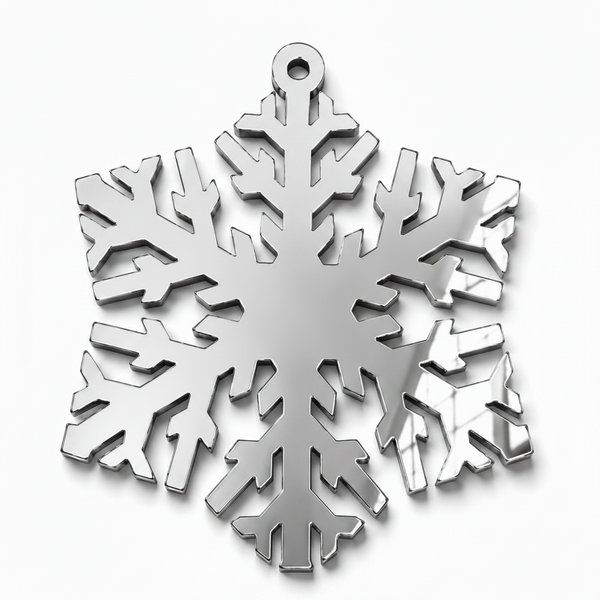 Nordic Crystal laser cut snowflake hanging shape in silver acrylic mirror by So Cute Cut