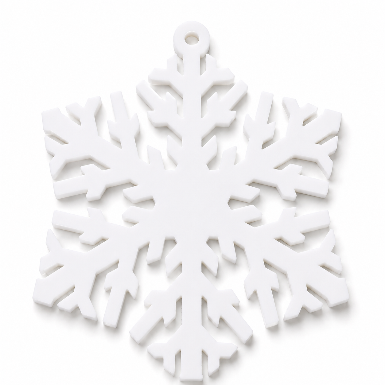 Nordic Crystal laser cut snowflake hanging shape in white acrylic by So Cute Cut