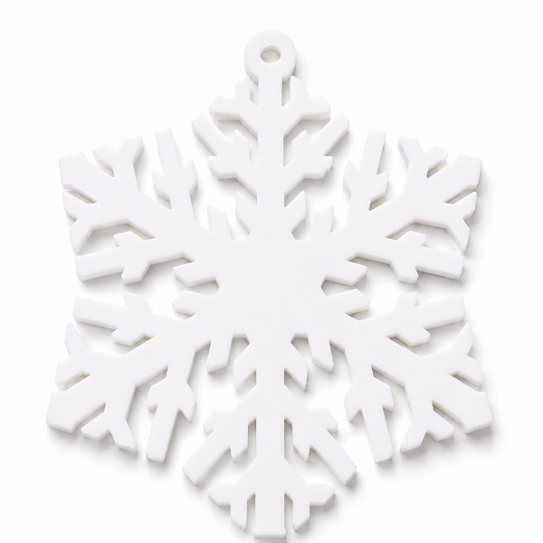 Nordic Crystal laser cut snowflake hanging shape in white acrylic by So Cute Cut