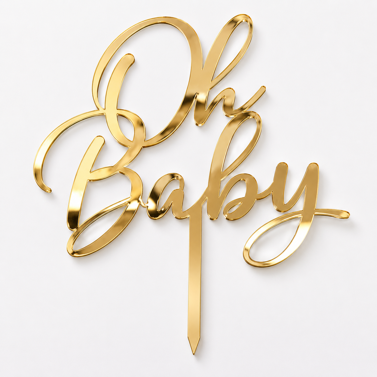 Oh Baby topper από πλεξιγκλάς σε χρυσό καθρέφτη, ασημί καθρέφτη και glitter αποχρώσεις για τούρτες baby shower και βάπτισης