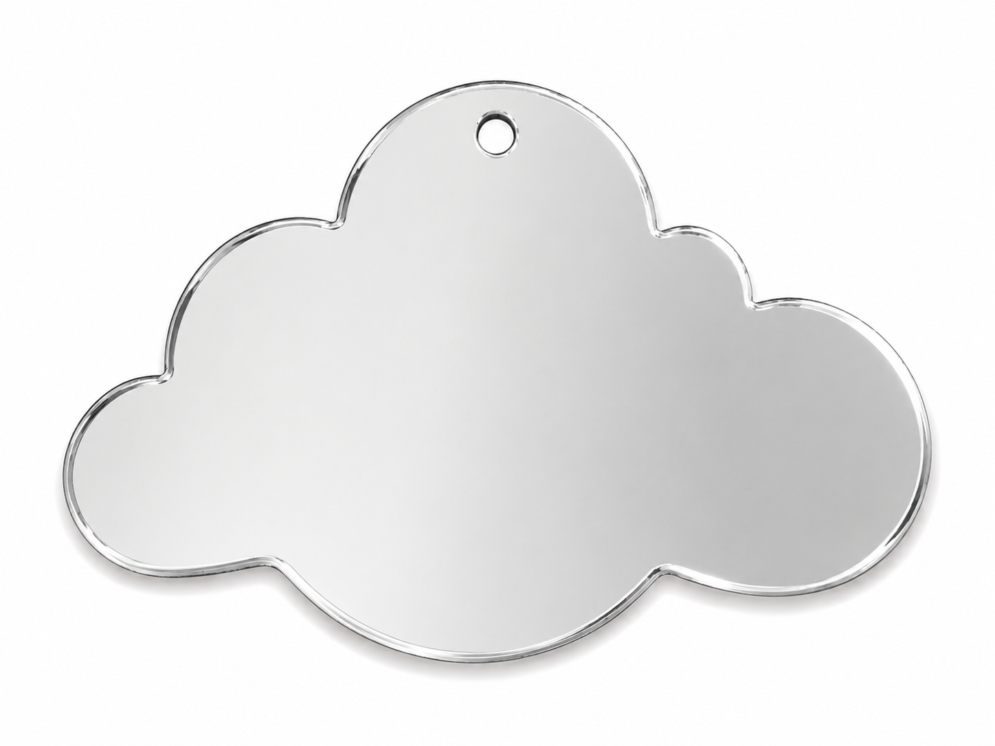 Πλέξι διακοσμητικό συννεφάκι Organic Cloud από γυαλιστερό πλέξιγκλας και ακρυλικό καθρέφτη, διαθέσιμο με ή χωρίς τρύπα για Little Prince, βάπτιση και DIY κατασκευές, σε λευκό φόντο.