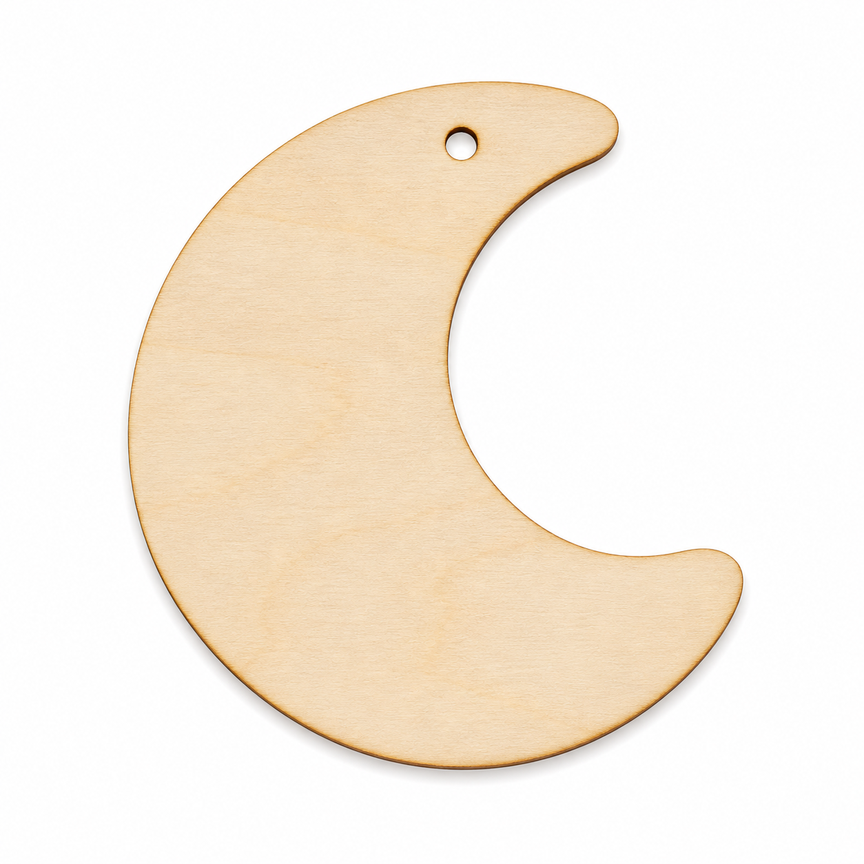 Ξύλινο διακοσμητικό φεγγάρι Organic Moon από MDF με οργανικό σχεδιασμό, διαθέσιμο με ή χωρίς τρύπα για Little Prince, βάπτιση και DIY δημιουργίες, σε λευκό φόντο.