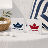 Minimal διπλό ακρυλικό στοιχείο paper boat 5cm για μπομπονιέρα βάπτισης σε λευκό και navy ή κόκκινο πλεξιγκλάς by So Cute Cut