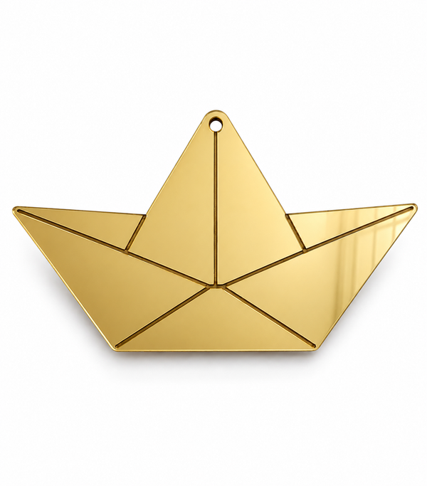 Paper Boat Origami διακοσμητικό στοιχείο από ξύλο και ακρυλικό με laser χάραξη για DIY και μπομπονιέρες | So Cute Cut