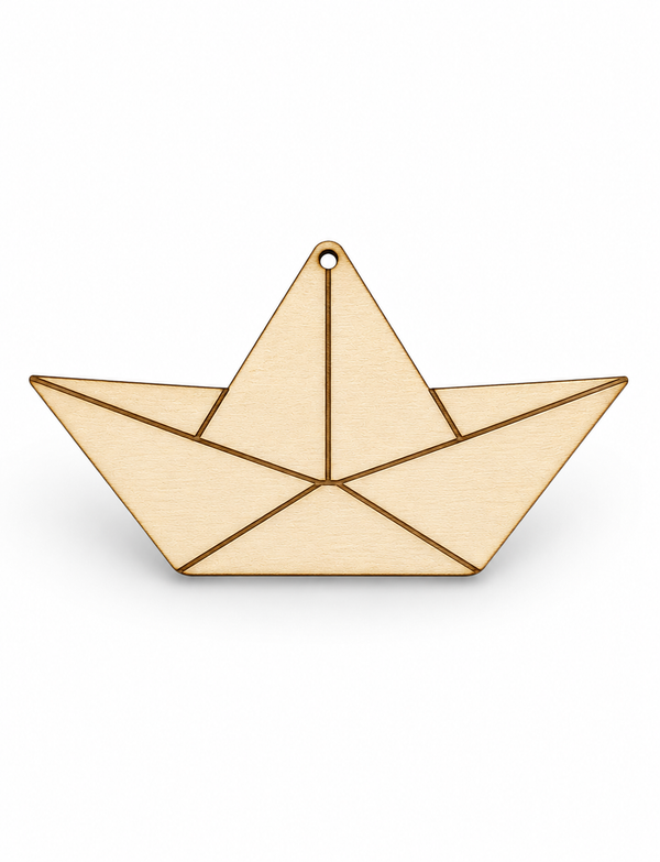Paper Boat Origami διακοσμητικό στοιχείο από ξύλο και ακρυλικό με laser χάραξη για DIY και μπομπονιέρες | So Cute Cut