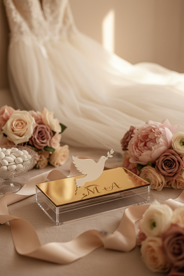 Plexi Box “Dove Monogram”  με Χάραξη Αρχικών