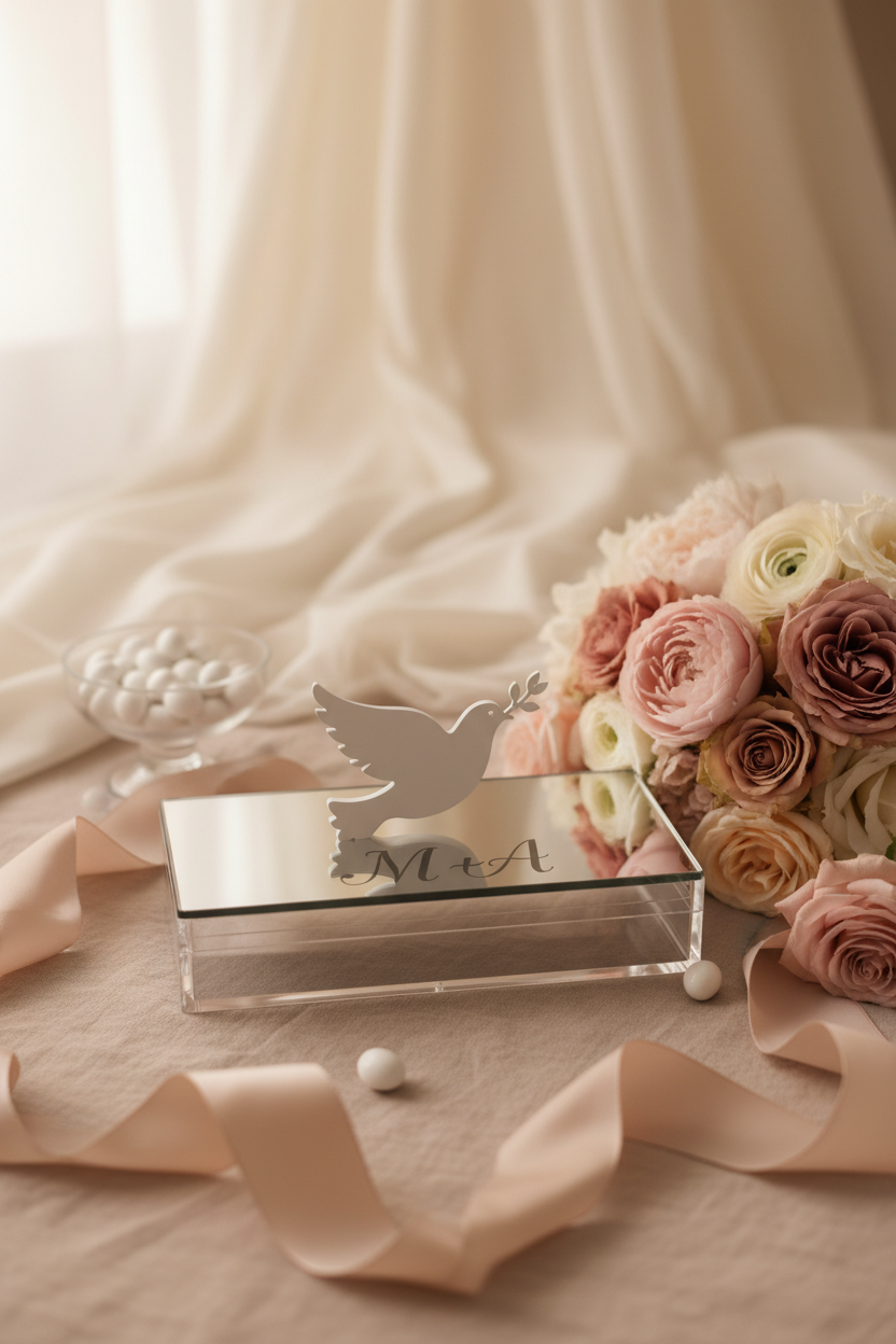 Plexi Box “Dove Monogram”  με Χάραξη Αρχικών