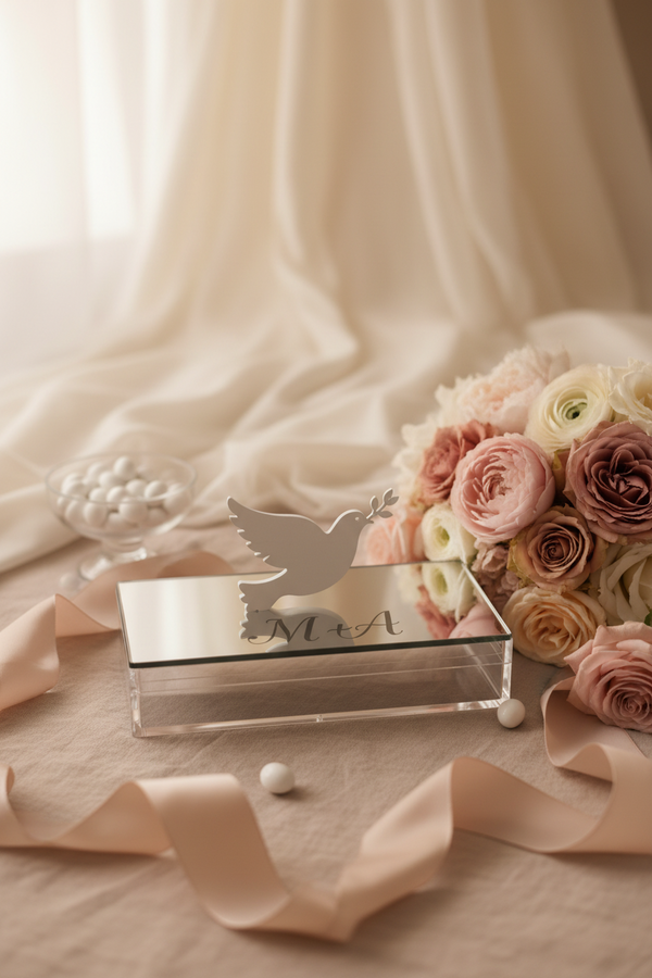 Plexi Box “Dove Monogram”  με Χάραξη Αρχικών