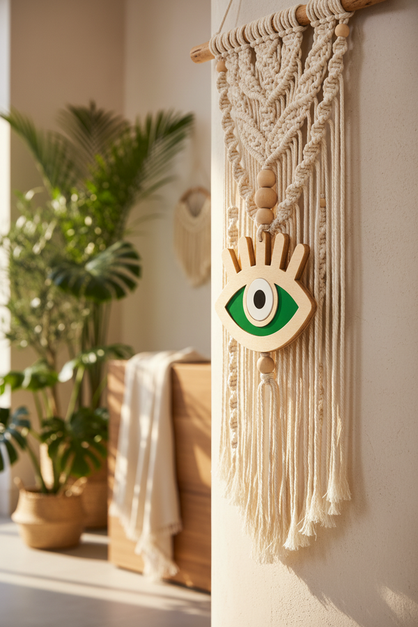 Eyelash Eye Charm Ξύλο & Πλεξιγκλάς – Στοιχείο Μάτι με Βλέφαρα