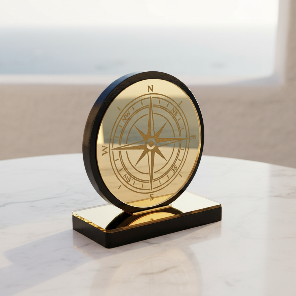 Επιτραπέζιο Γούρι Πυξίδα – Plexiglass Καθρέφτης