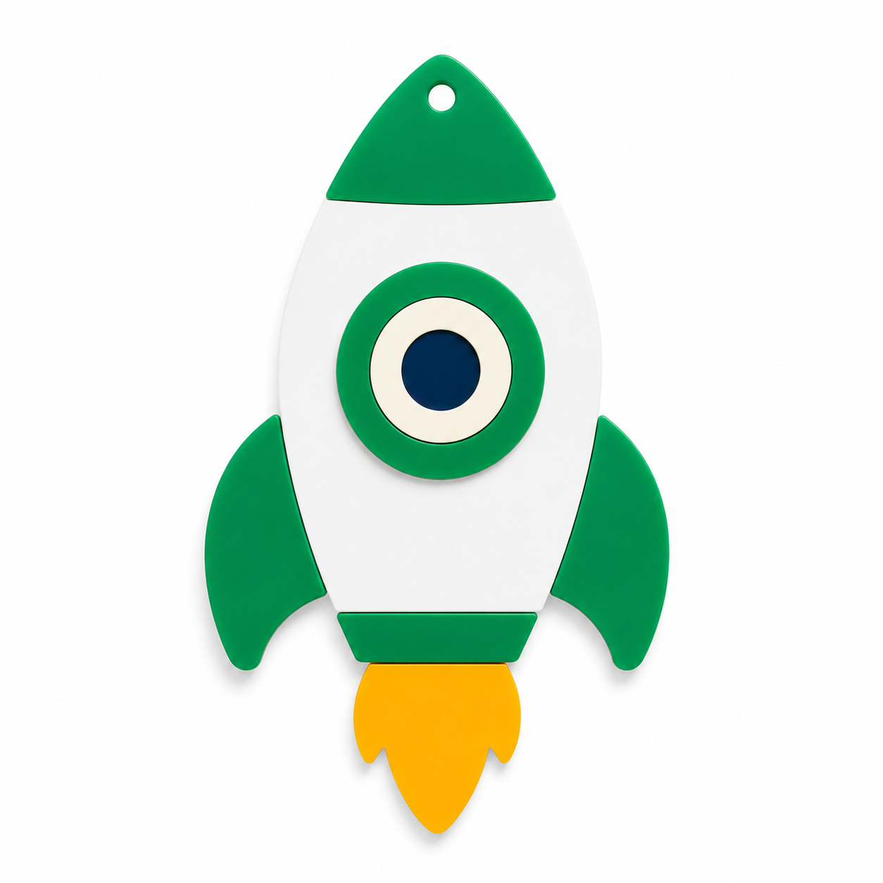 Κρεμαστό διαστημόπλοιο Rocket Eye από λευκό και χρωματιστό πλεξιγκλάς με τρύπα ανάρτησης για μπομπονιέρες βάπτισης, πασχαλινές λαμπάδες και DIY δημιουργίες.