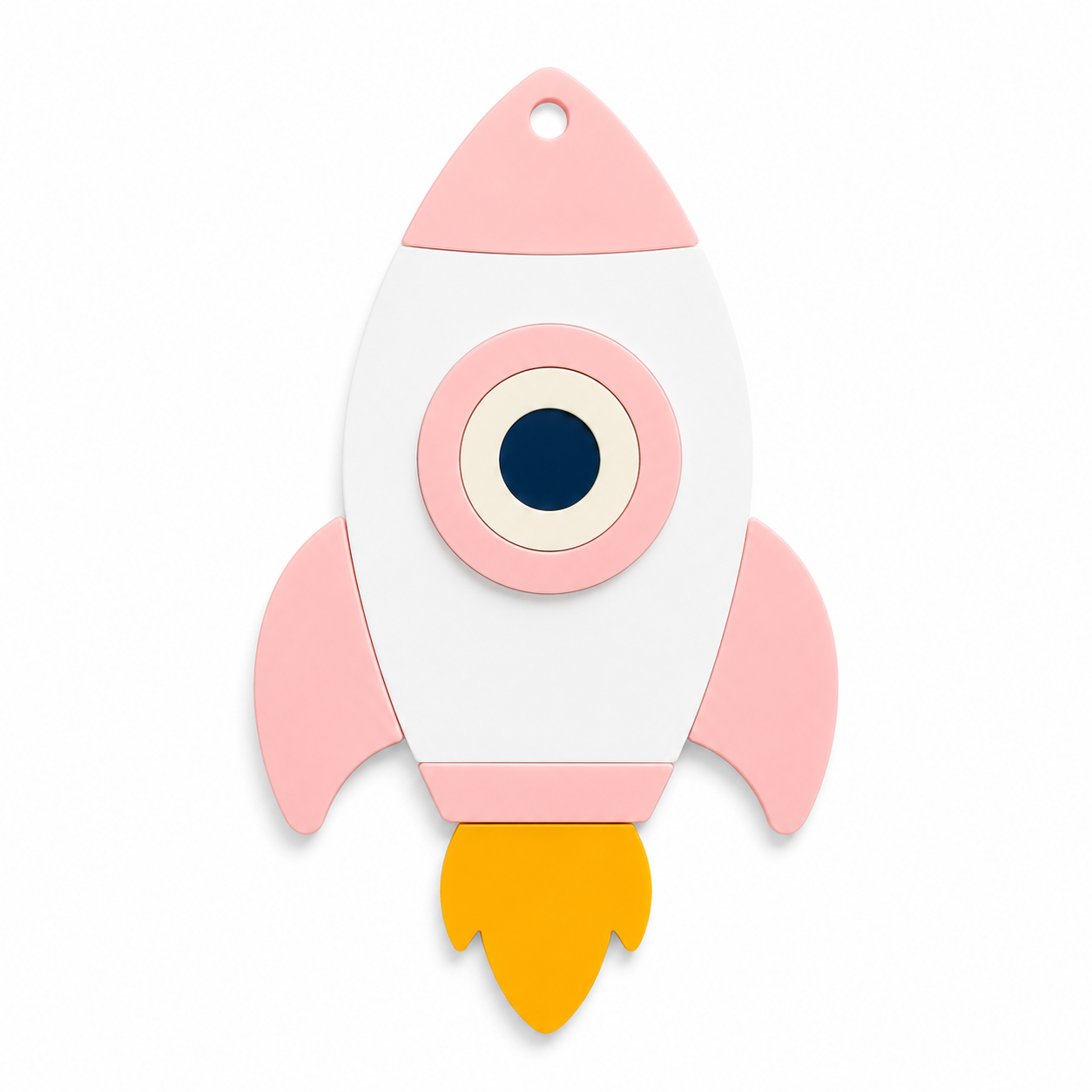 Κρεμαστό διαστημόπλοιο Rocket Eye από λευκό και χρωματιστό πλεξιγκλάς με τρύπα ανάρτησης για μπομπονιέρες βάπτισης, πασχαλινές λαμπάδες και DIY δημιουργίες.