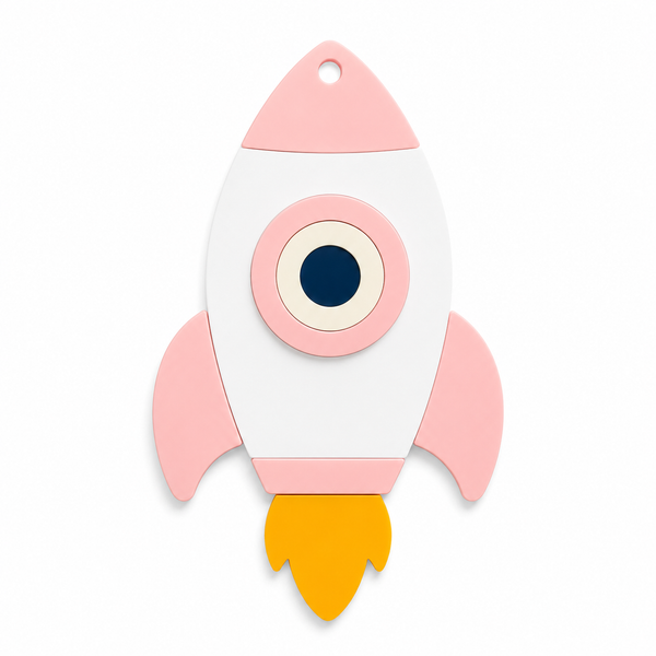Κρεμαστό διαστημόπλοιο Rocket Eye από λευκό και χρωματιστό πλεξιγκλάς με τρύπα ανάρτησης για μπομπονιέρες βάπτισης, πασχαλινές λαμπάδες και DIY δημιουργίες.