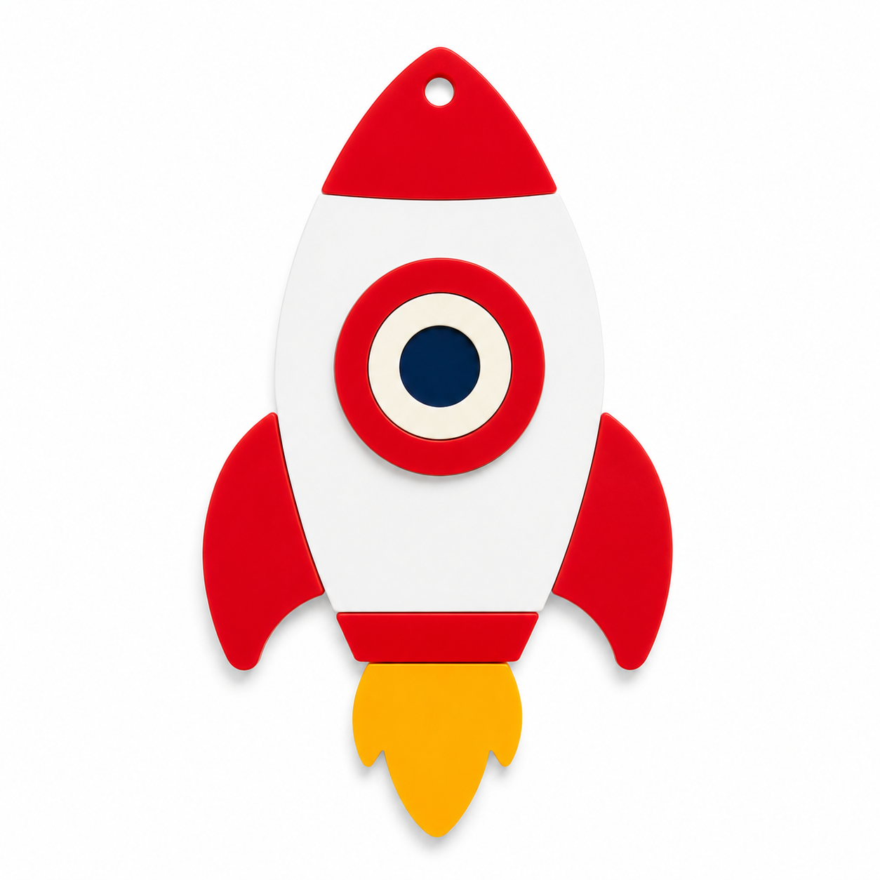 Κρεμαστό διαστημόπλοιο Rocket Eye από λευκό και χρωματιστό πλεξιγκλάς με τρύπα ανάρτησης για μπομπονιέρες βάπτισης, πασχαλινές λαμπάδες και DIY δημιουργίες.