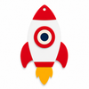 Κρεμαστό διαστημόπλοιο Rocket Eye από λευκό και χρωματιστό πλεξιγκλάς με τρύπα ανάρτησης για μπομπονιέρες βάπτισης, πασχαλινές λαμπάδες και DIY δημιουργίες.