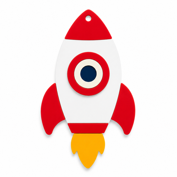 Κρεμαστό διαστημόπλοιο Rocket Eye από λευκό και χρωματιστό πλεξιγκλάς με τρύπα ανάρτησης για μπομπονιέρες βάπτισης, πασχαλινές λαμπάδες και DIY δημιουργίες.