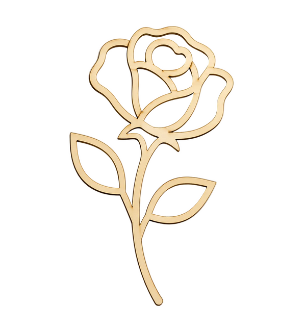 Rose Minimal laser cut σιλουέτα τριαντάφυλλου σε ξύλο και ακρυλικό από τη So Cute Cut