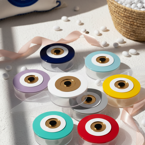 Round Plexi Box “Evil Eye Mini” – Μπομπονιέρα & Κουτί Αποθήκευσης