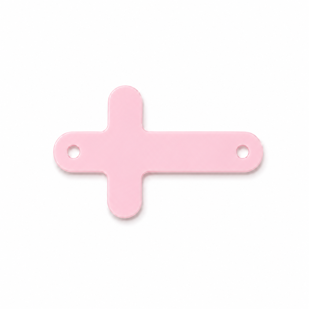 Ενωτικός σταυρός από baby pink plexiglass με δύο τρύπες για μαρτυρικά – So Cute Cut