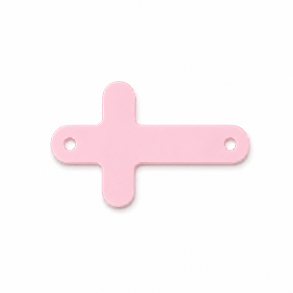 Ενωτικός σταυρός από baby pink plexiglass με δύο τρύπες για μαρτυρικά – So Cute Cut
