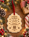 Santa Tracker προσωποποιημένο ξύλινο χριστουγεννιάτικο στολίδι με QR και όνομα