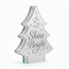 Premium επιτραπέζιο γούρι Shine Bright από ασημί καθρέφτη πλεξιγκλάς με χαραγμένες λεπτομέρειες και αστέρια.