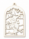 Snowman Winter Scene laser cut DIY Christmas ornament από So Cute Cut, χριστουγεννιάτικο διακοσμητικό στοιχείο με χιονάνθρωπο σε χειμωνιάτικο τοπίο για γούρια και DIY κατασκευές.