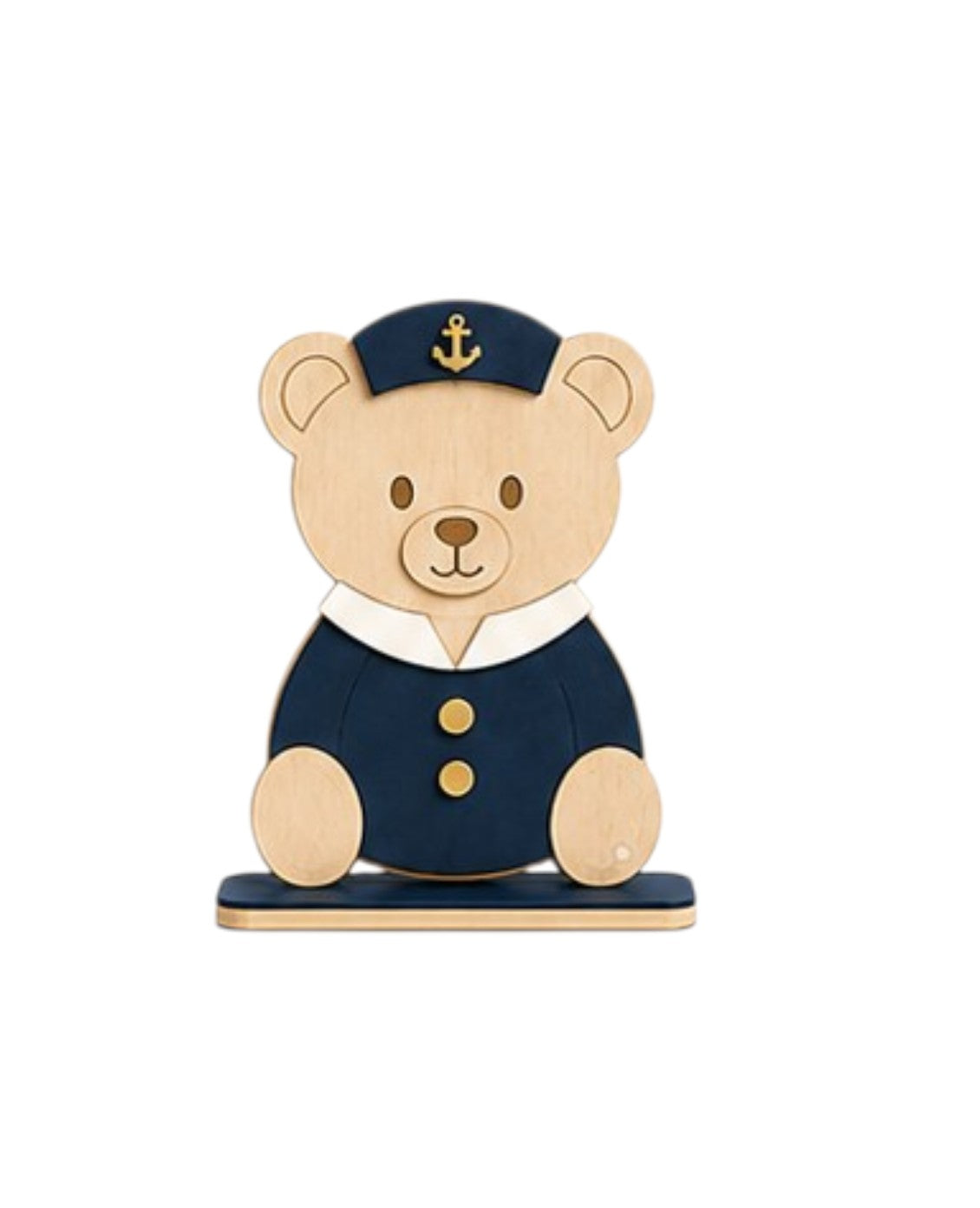 So Cute Cut ξύλινο επιτραπέζιο διακοσμητικό Admiral Bear με πλέξιγκλας για DIY μπομπονιέρα βάπτισης με ναυτικό θέμα