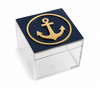 So Cute Cut διακοσμημένο κουτί μπομπονιέρας 5,5 εκ. με navy πλέξιγκλας και χρυσή άγκυρα για βάπτιση με ναυτικό θέμα