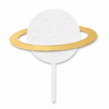 Cake Topper πλανήτης από πλεξιγκλάς με χρυσό καθρέφτη δαχτυλίδι, διαθέσιμο σε λευκό, baby blue και μπλε ναυτικό για βάπτιση, baby shower και θεματικά πάρτι διαστήματος | So Cute Cut.