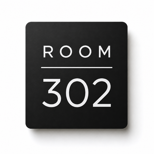 Modern square engraved business sign made from two-layer acrylic with custom laser engraving by So Cute Cut