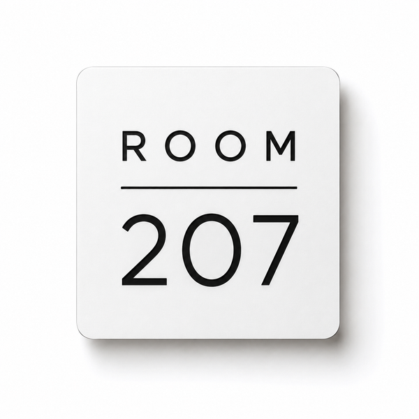 Modern square engraved business sign made from two-layer acrylic with custom laser engraving by So Cute Cut
