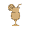 Laser cut μοτίφ καλοκαιρινό cocktail από MDF σημύδα με χάραξη, φέτα λεμονιού και καλαμάκι σε λευκό φόντο.