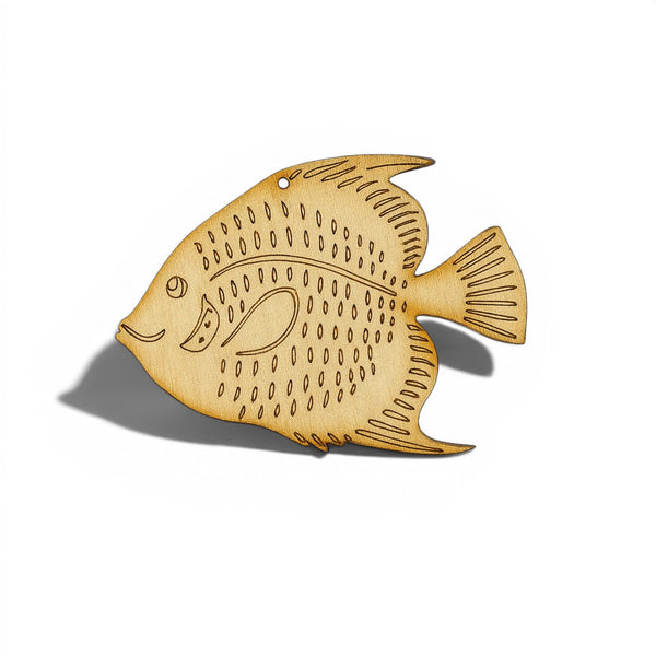 Tropical Fish Engraved Shape από MDF σημύδα με laser χάραξη για μπομπονιέρες, summer crafts και DIY δημιουργίες | So Cute Cut
