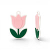 Minimal acrylic tulip στοιχείο για μπομπονιέρα βάπτισης με baby pink πέταλα και πράσινα φύλλα πάνω σε λευκή βάση πλεξιγκλάς by So Cute Cut