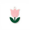 Minimal acrylic tulip στοιχείο για μπομπονιέρα βάπτισης με baby pink πέταλα και πράσινα φύλλα πάνω σε λευκή βάση πλεξιγκλάς by So Cute Cut
