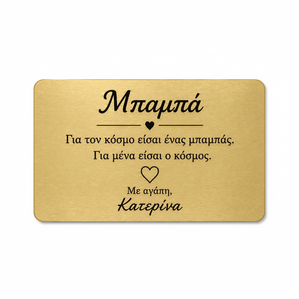 Προσωποποιημένη Wallet Card για μπαμπά με το μήνυμα Για μένα είσαι ο κόσμος και όνομα παιδιού.